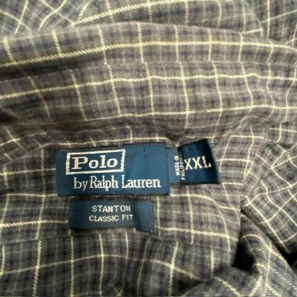 Polo Ralph Lauren XXL Classic Fit Gray Plaid Button Front Shirt Men's